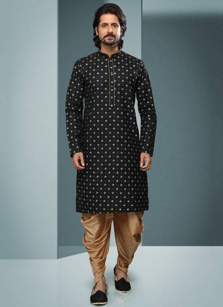 Black Colour Vol 27 New Latest Designer Party Wear Cotton Kurta Peshawari Collection 1574